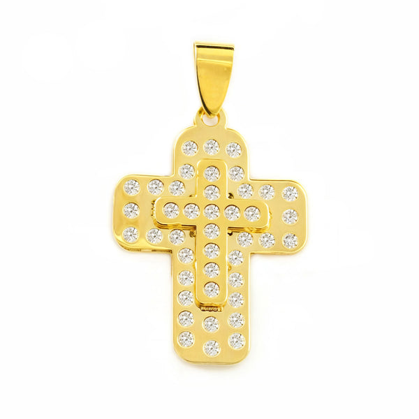Kreuz Gelbgold 9K Rechteckige 9K Zirkonia Glanz 23 x 17 mm
