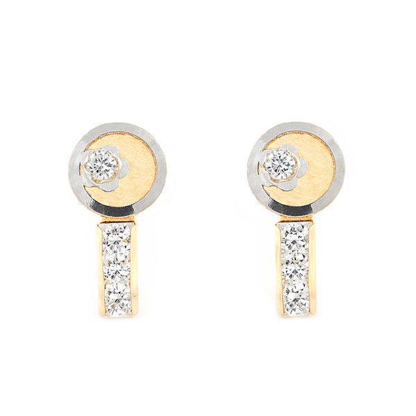 Runde Zirkon Kinder Mädchen Ohrringe 18K two color Gold