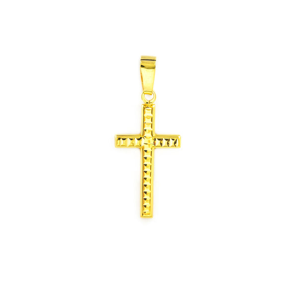 Damen Kreuz Gelbgold 18K rechteckig glänzend und graviert 17 x 10 mm