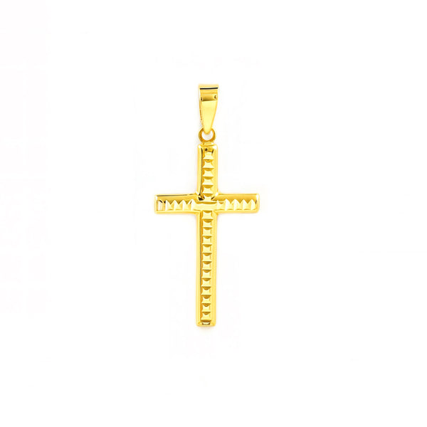 Damen Kreuz Gelbgold 18K rechteckig glänzend und graviert 21 x 13 mm