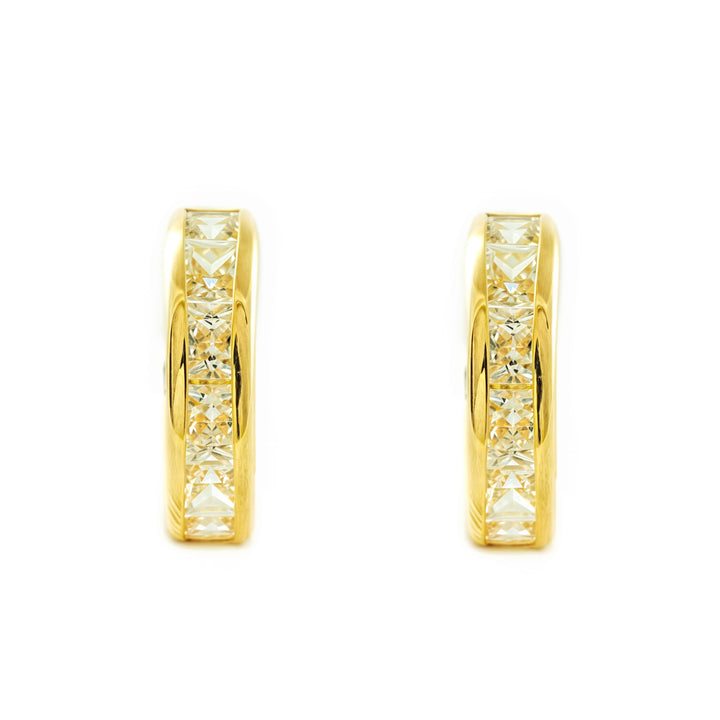 Pendientes Niña Mujer oro Amarillo 9K Arquillo Arco Piedra Circonita Brillo