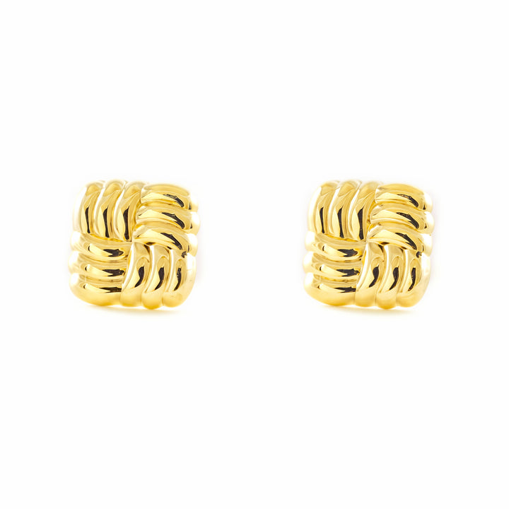 Pendientes Niña Mujer oro Amarillo 9K Cuadrado Brillo