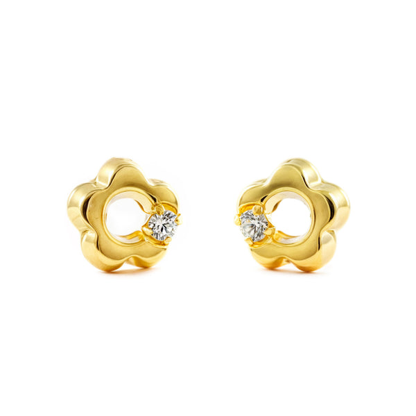 Gänseblümchen Zirkon Kinder Baby Mädchen Ohrringe Gelbgold 9K