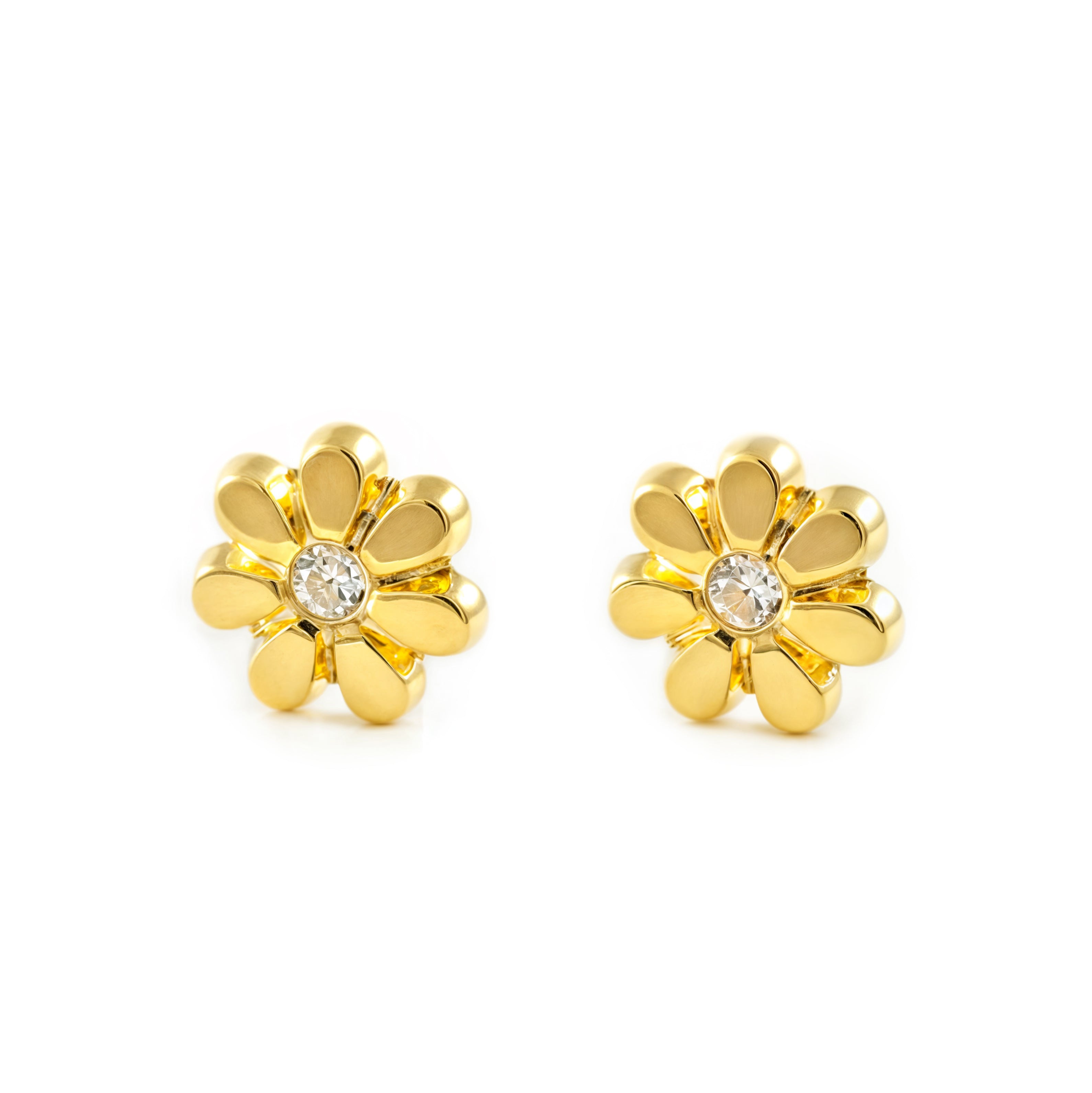 Mondepetit Gänseblümchen Ohrringe – Weißgold 18K Mit Zirkonia, Für Kinder & Baby Mädchen, In Geschenkbox