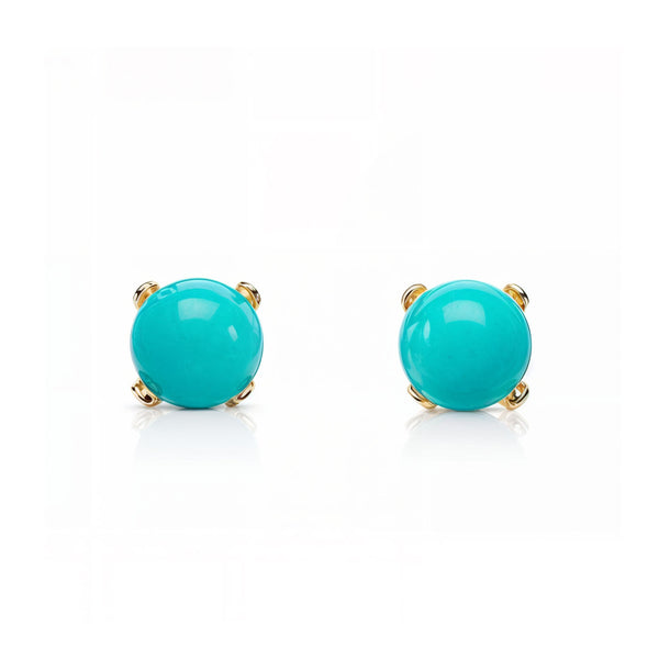 Türkis 4 mm Kinder Baby Mädchen Ohrringe Gelbgold 18K