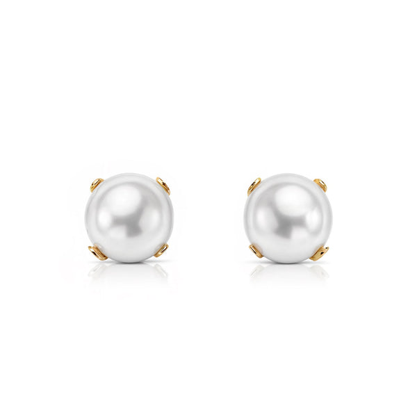 Kinder Baby Perle 4 mm Ohrringe Gelbgold 18K