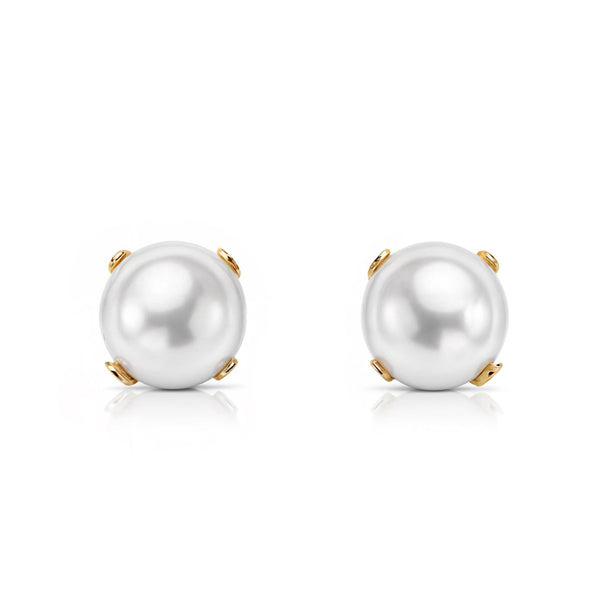 Perle 6 mm Kinder Mädchen Ohrringe Gelbgold 18K