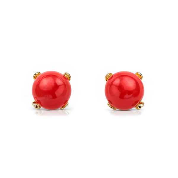 Koralle 4 mm Kinder Baby Mädchen Ohrringe Gelbgold 18K