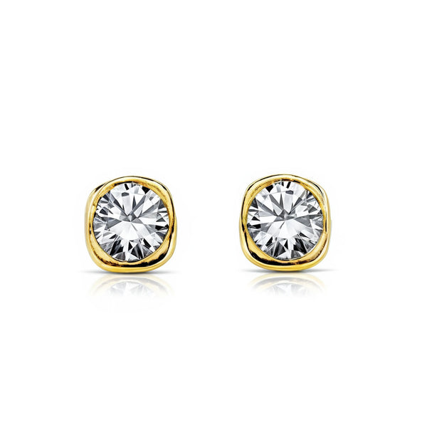 Kinder Baby Quadrat Zirkon 3 mm Ohrringe Gelbgold 18K