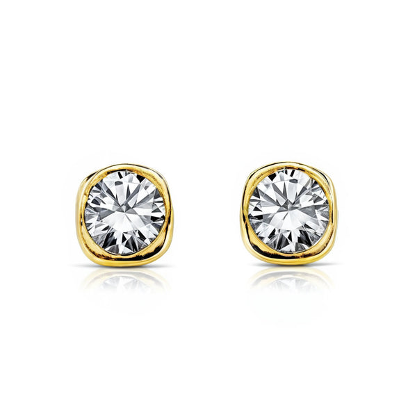 Quadrat Zirkon 4 mm Kinder Baby Mädchen Ohrringe Gelbgold 18K