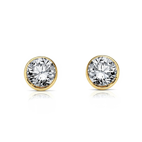 Runde Zirkon 4,75 mm Kinder Mädchen Ohrringe Gelbgold 18K