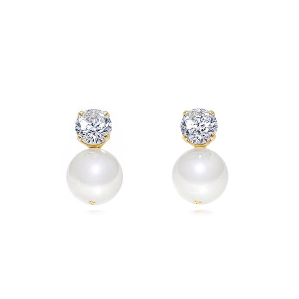 Damen & Kinder Zirkon Perle 4,5 mm Ohrringe Gelbgold 18K