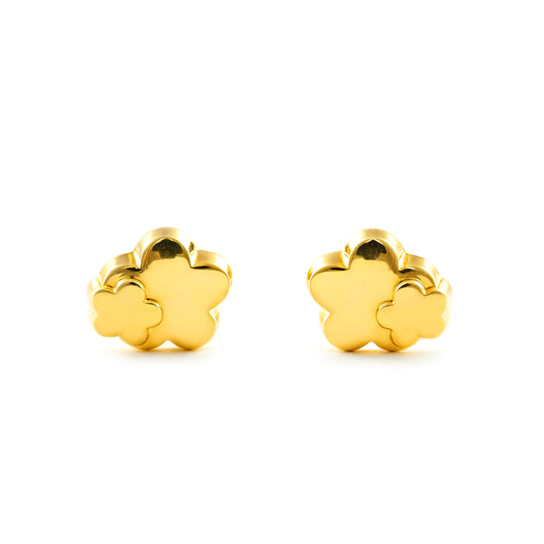 Kinder Baby Gänseblümchen Ohrringe Gelbgold 18K