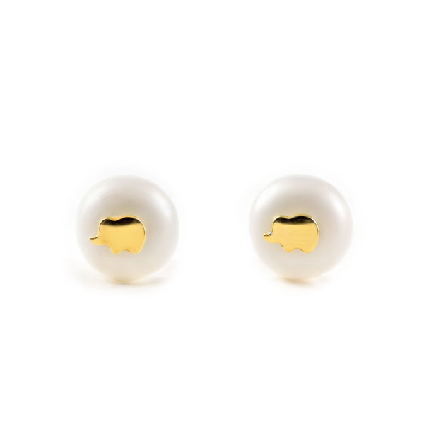 Elefant Perle 6,5 mm Kinder Mädchen Ohrringe Gelbgold 18K