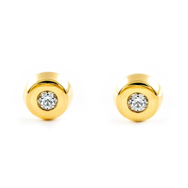 Kinder Baby Runde Zirkon Ohrringe Gelbgold 18K