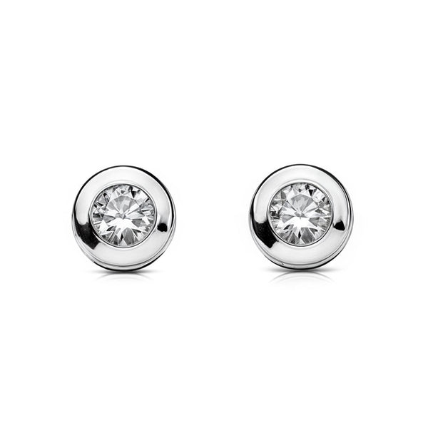 Damen & Kinder Galerie Zirkon 4 mm Ohrringe Weißgold 18K