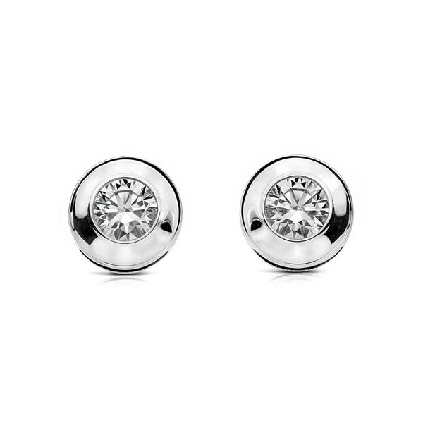 Damen & Kinder Galerie Zirkon 5 mm Ohrringe Weißgold 18K