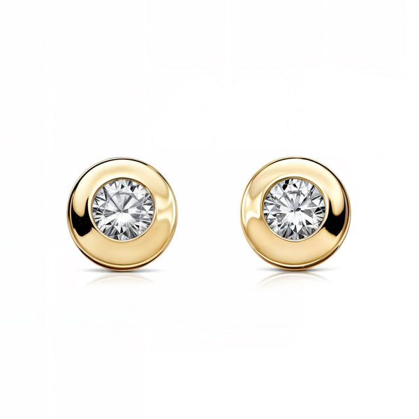 Damen & Kinder Galerie Zirkon 5 mm Ohrringe Gelbgold 18K