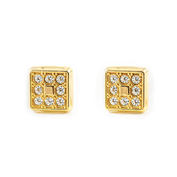 Quadrat Zirkon Kinder Mädchen Ohrringe Gelbgold 18K