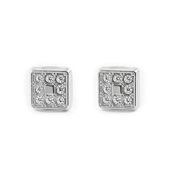 Quadrat Zirkon Kinder Mädchen Ohrringe Weißgold 18K
