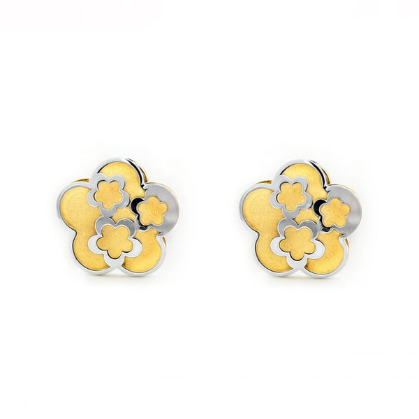 Gänseblümchen Kinder Mädchen Ohrringe 18K two color Gold