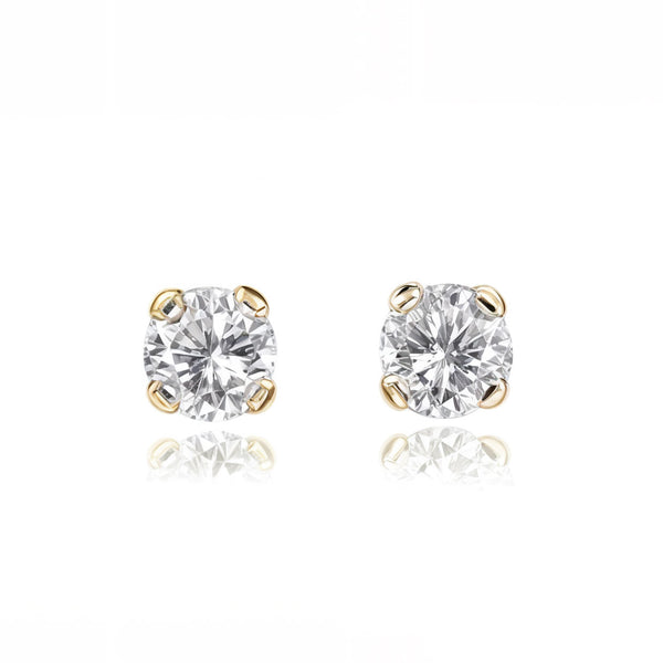 Kinder Baby Zirkon 3 mm Ohrringe Gelbgold 18K