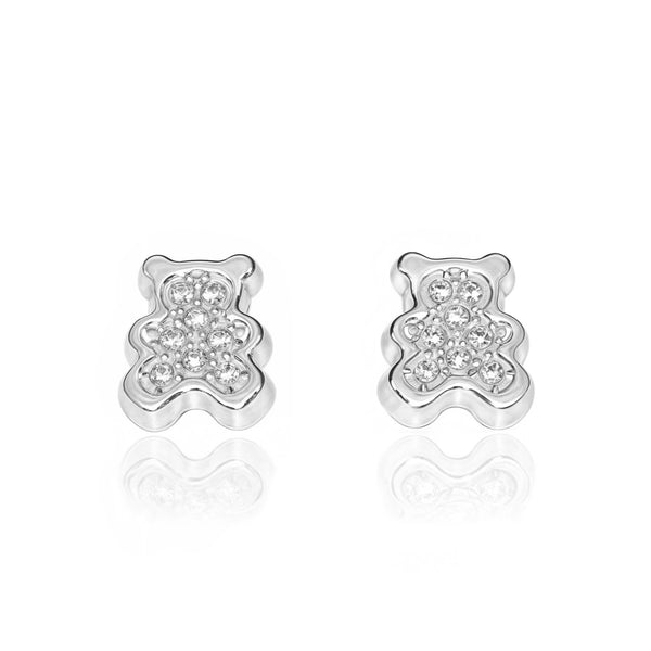 Bär Zirkon Kinder Mädchen Ohrringe Weißgold 18K