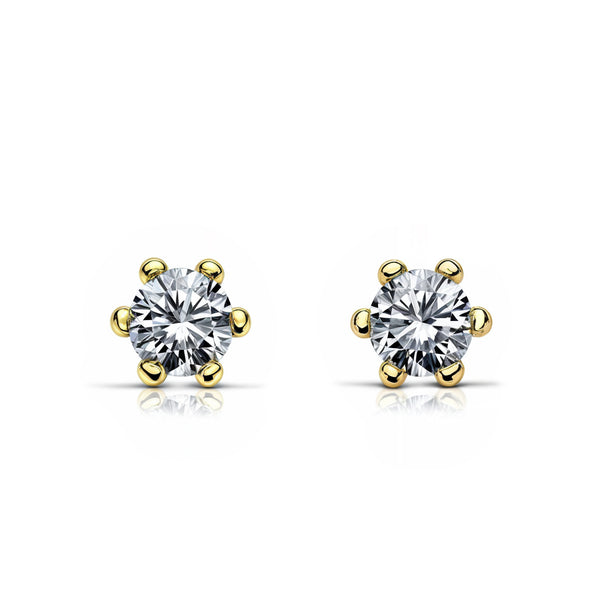 Zirkon 3 mm Kinder Baby Mädchen Ohrringe Gelbgold 18K