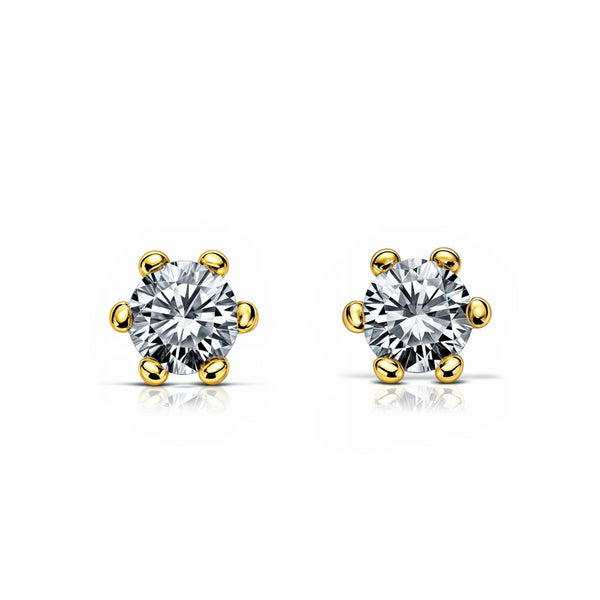 Zirkon 4 mm Kinder Mädchen Ohrringe Gelbgold 9K