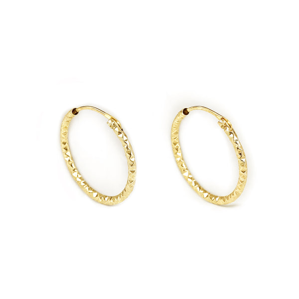 Damen & Kinder Ohrringe Hoop Creolen 15x1.2 mm Gelbgold 18K