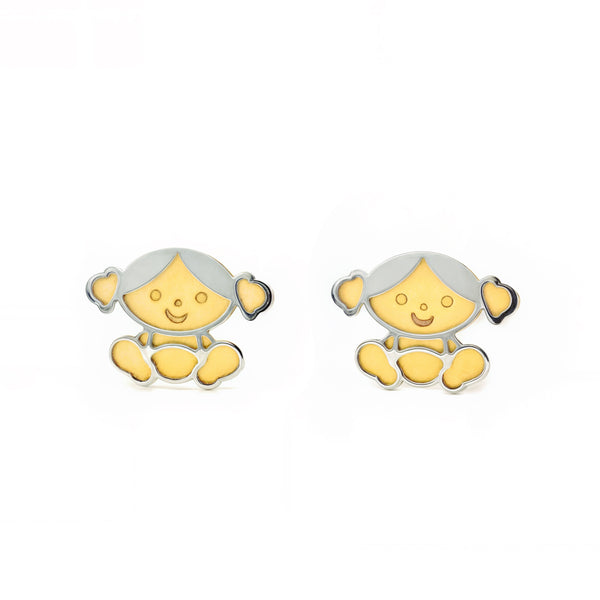 Mädchen Kinder Mädchen matt und glänzend Ohrringe 18K two color Gold