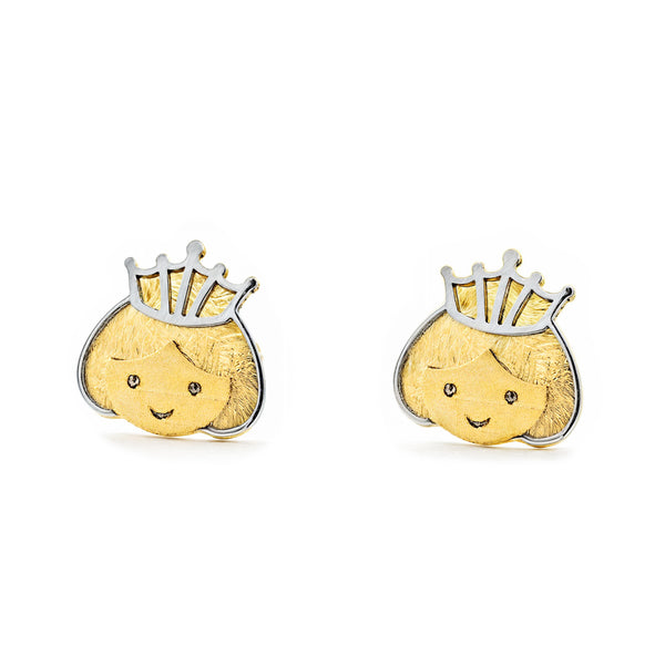 Mädchen Kinder Mädchen matt und glänzend Ohrringe 18K two color Gold
