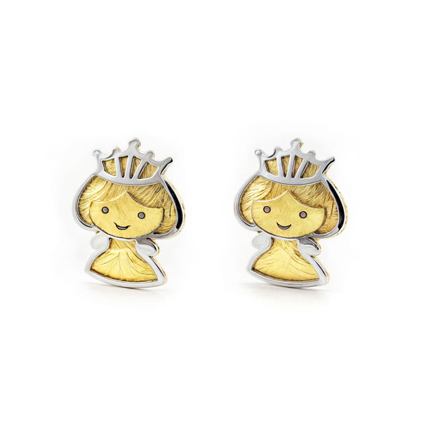 Mädchen Kinder Mädchen matt und glänzend Ohrringe 18K two color Gold