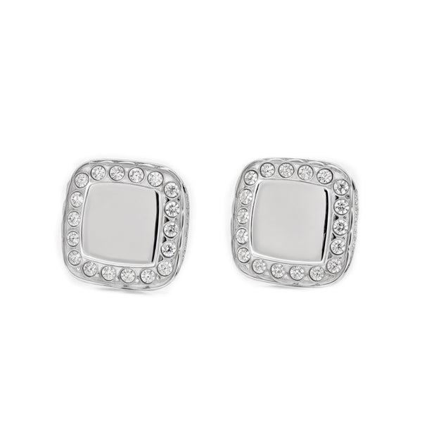 Damen & Kinder Quadrat Zirkon Ohrringe Weißgold 9K
