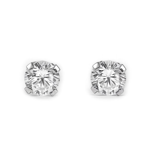 Zirkon 4 mm Kinder Baby Mädchen Ohrringe Weißgold 18K