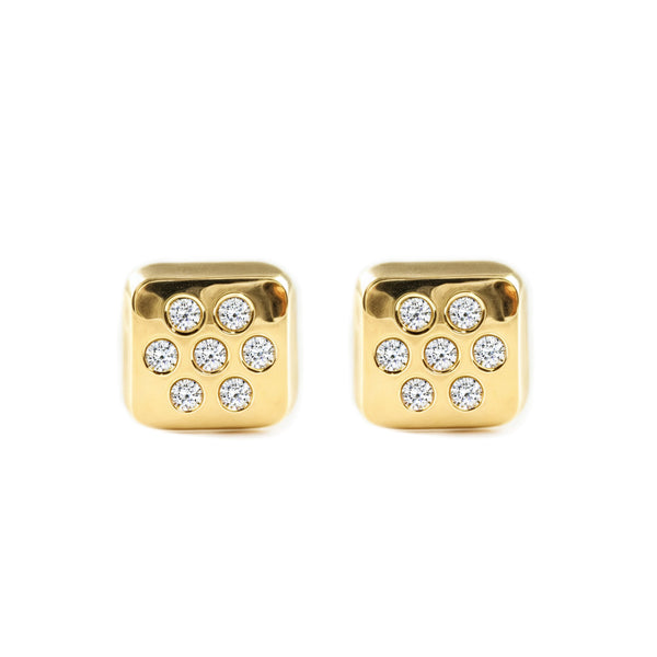 Quadrat Zirkon Kinder Baby Mädchen Ohrringe Gelbgold 9K