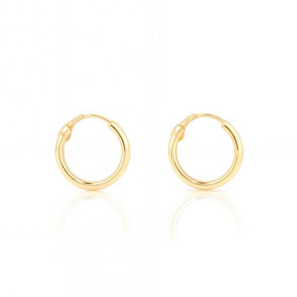 Kinder Ohrringe Hoop Creolen 10x1.2 mm Gelbgold 18K