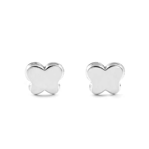 Schmetterling Kinder Baby Mädchen Ohrringe Weißgold 9K