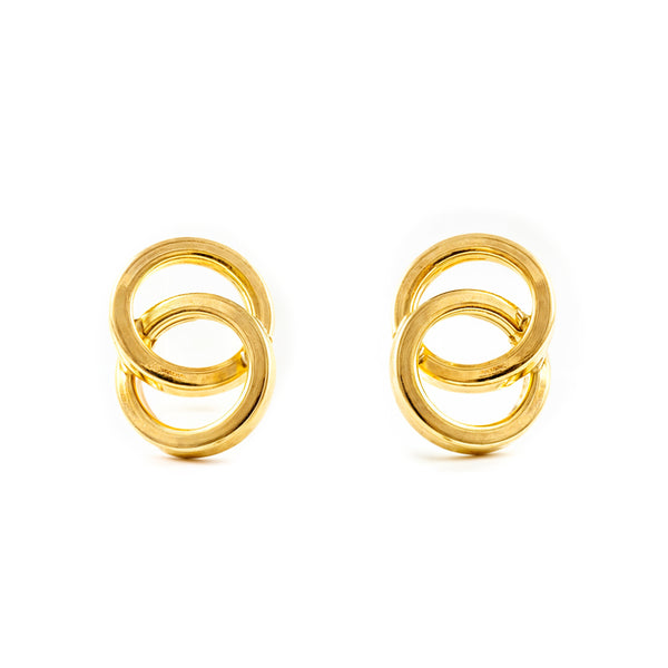Damen & Kinder Ohrringe Doppelt Hoop Creolen 8x6 mm Gelbgold 18K