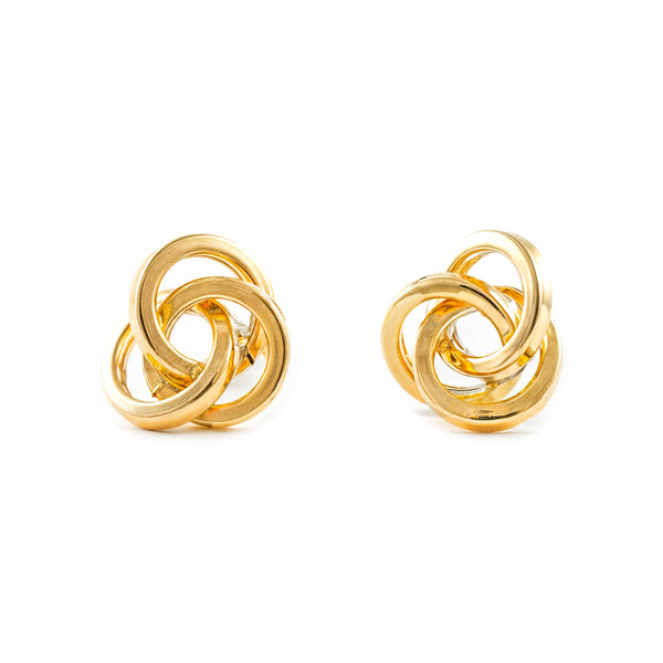 Damen & Kinder Ohrringe Verdreifachen Hoop Creolen 8x8 mm Gelbgold 18K