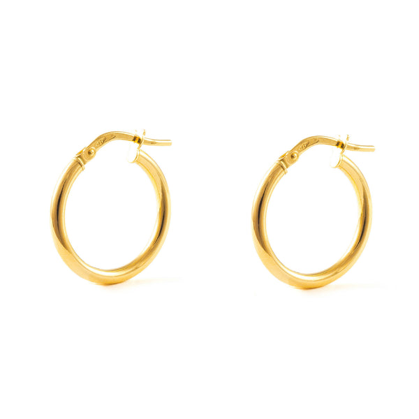 Damen & Kinder Ohrringe Hoop Creolen 15x2 mm Gelbgold 18K
