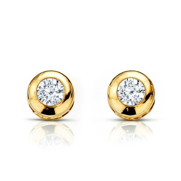 Galerie Zirkon 2,5 mm Kinder Baby Mädchen Ohrringe Gelbgold 18K