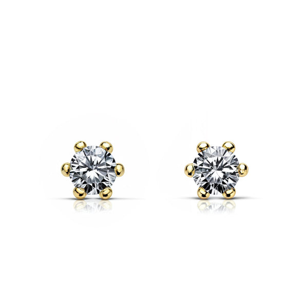 Kinder Baby Zirkon 2 mm Ohrringe Gelbgold 18K
