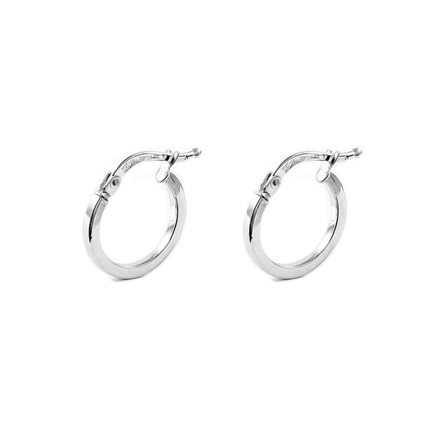 Damen & Kinder Ohrringe Quadratische Hoop Creolen 13x1.5 mm Weißgold 18K