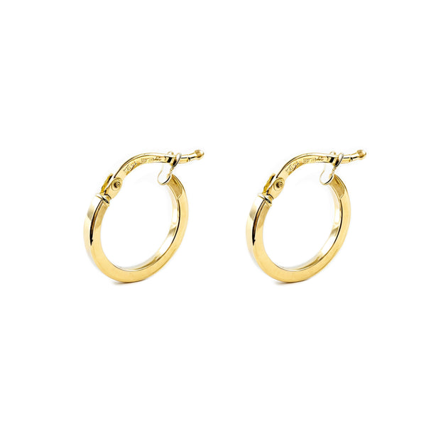 Damen & Kinder Ohrringe Quadratische Hoop Creolen 13x1.5 mm Gelbgold 18K