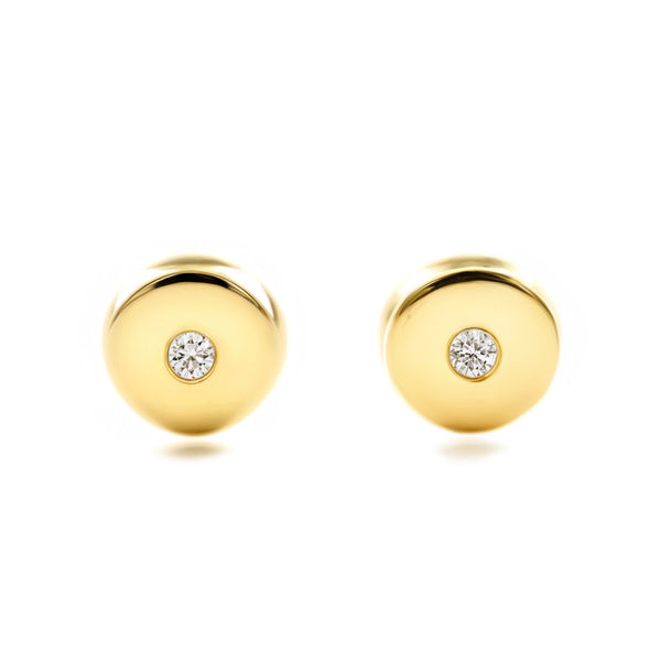 Kinder Baby Runde Zirkon Ohrringe Gelbgold 9K