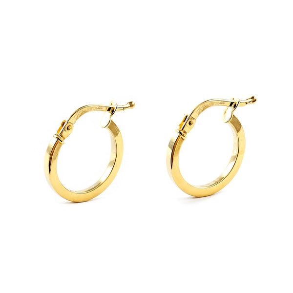 Damen & Kinder Ohrringe Quadratische Hoop Creolen 11x1.5 mm Gelbgold 18K