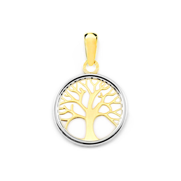 Baum des Lebens glänzender Anhänger 9K two color Gold