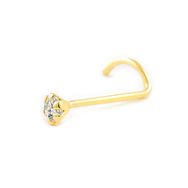 9K Gelbgold Nase Piercing Zirkonia 2 mm Glanz