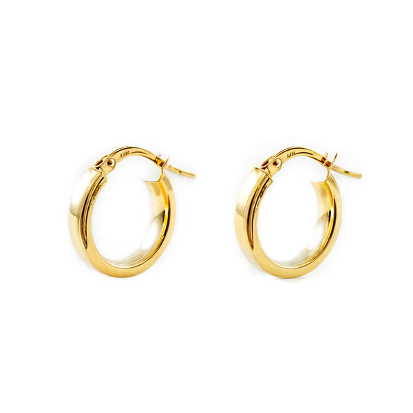 Damen & Kinder Ohrringe Rechteckige Hoop Creolen 13.5x3 mm Gelbgold 18K